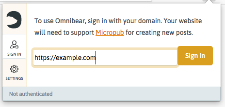 Entering your website name in the Omnibear login screen
